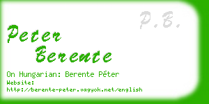 peter berente business card