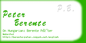 peter berente business card